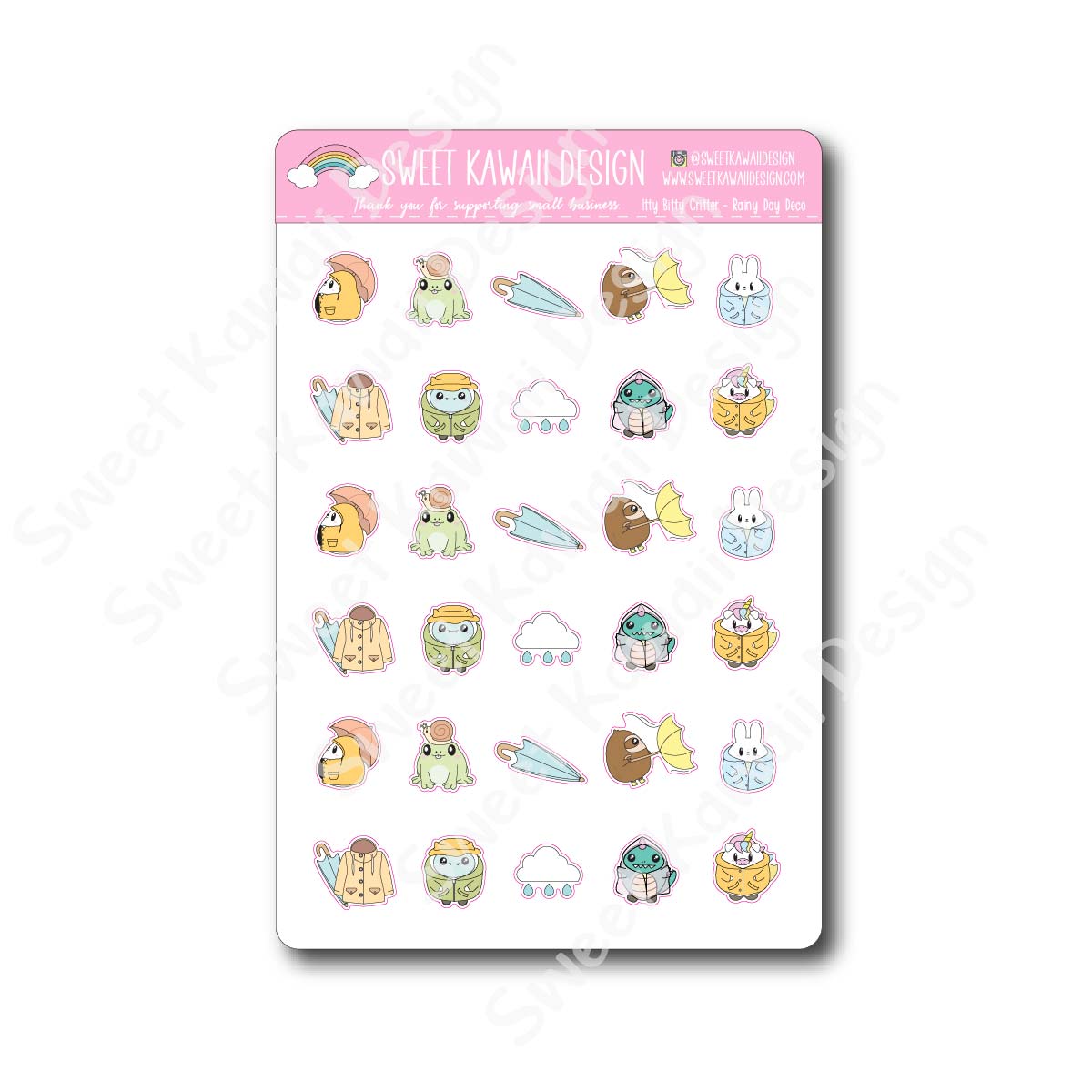 Kawaii Critters Stickers - Rainy Day Deco