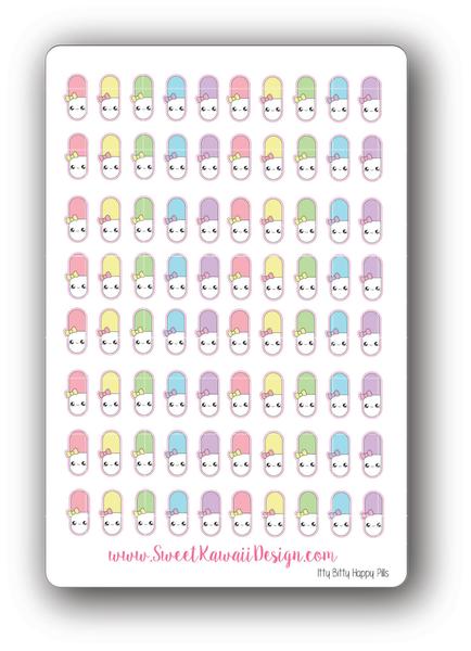 Kawaii Happy Pill Stickers