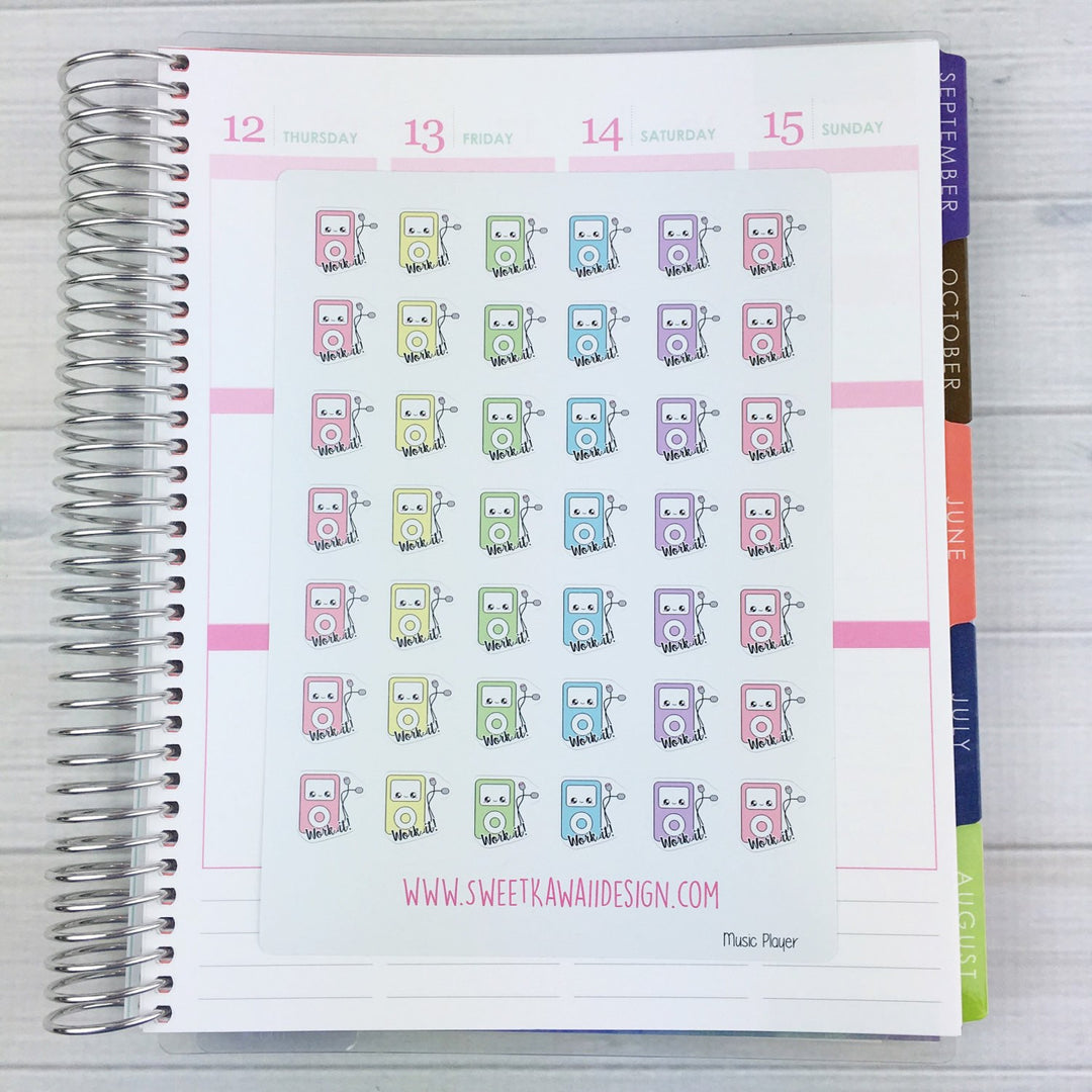 Kawaii Music Player / Workout Stickers
