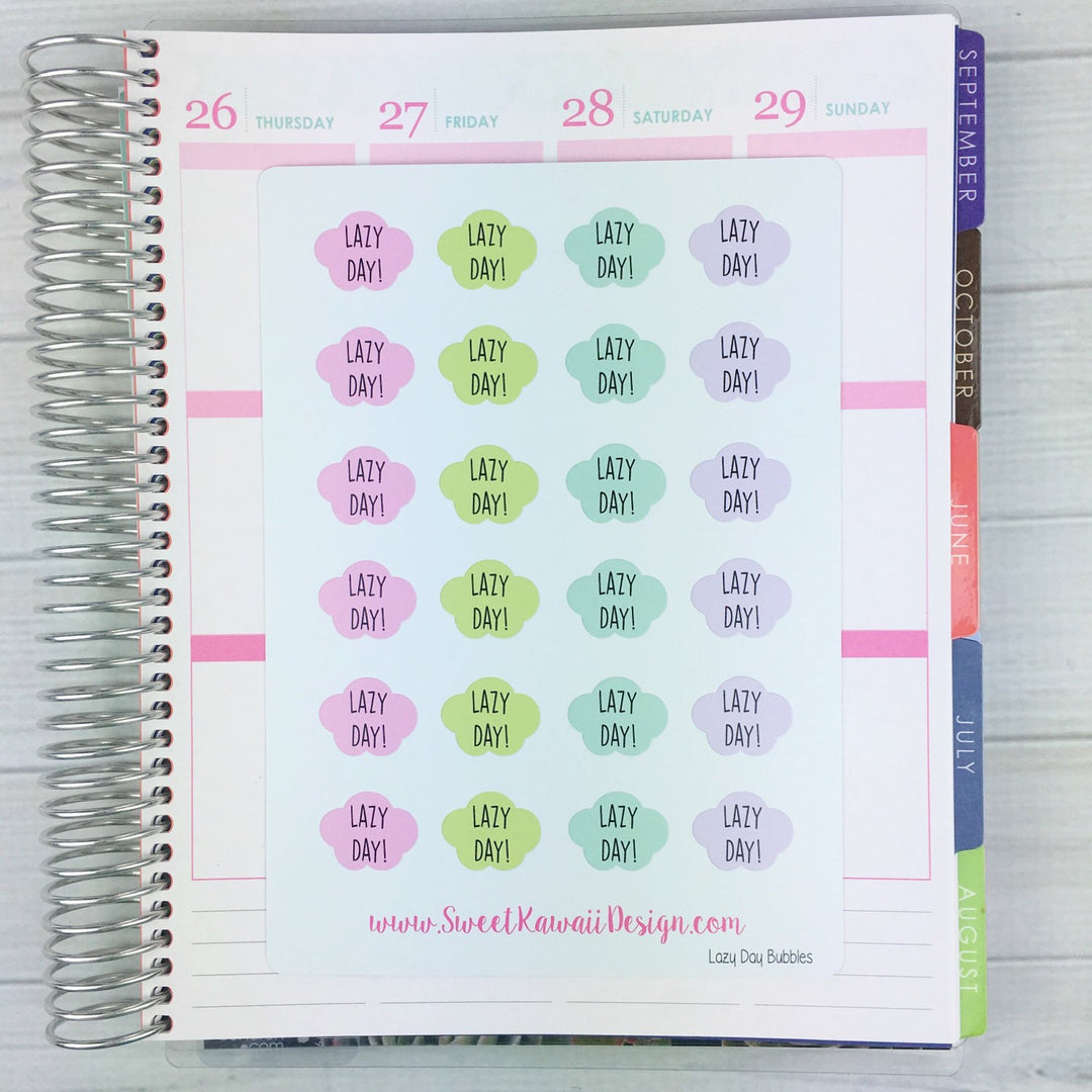 Kawaii Lazy Day Bubble Stickers