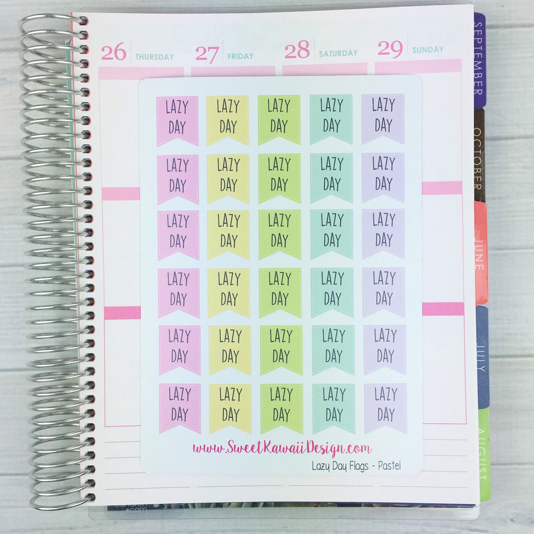 Kawaii Lazy Day Flag Stickers