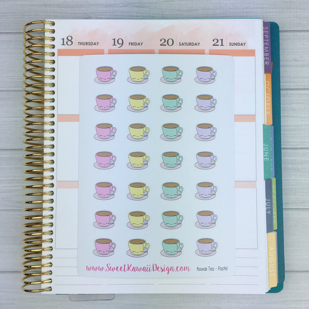 Kawaii Tea Stickers - Pastel