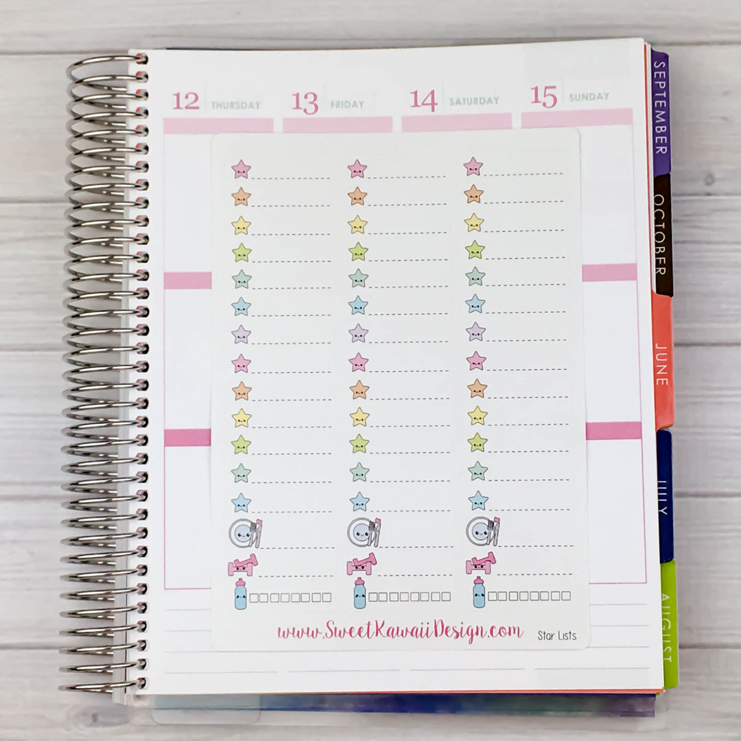 Kawaii Star Checklist Stickers