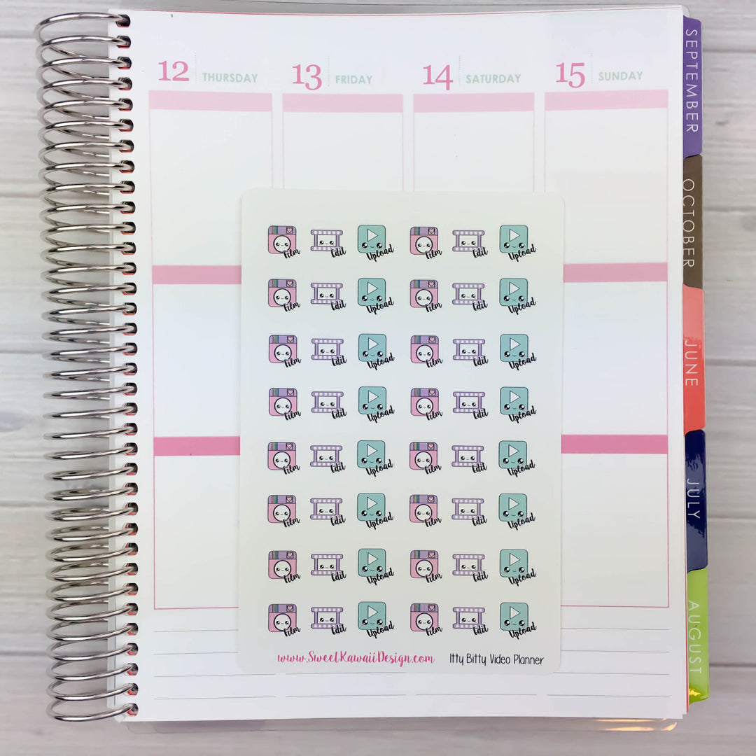 Itty Bitty Kawaii Video Planner Stickers