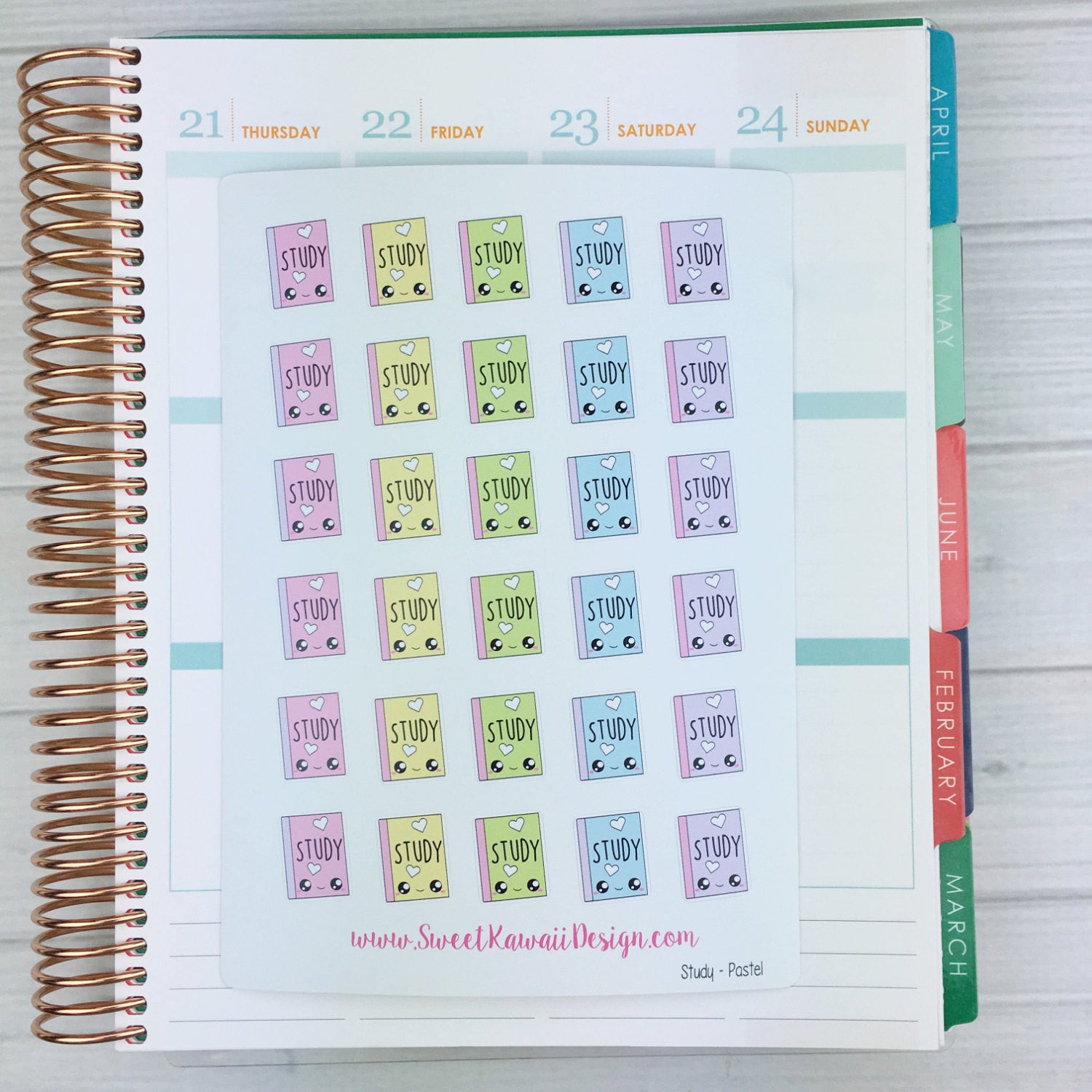 Kawaii Study Books Stickers - Pastel