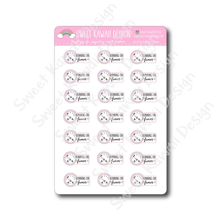 Kawaii Running on Fumes Stickers
