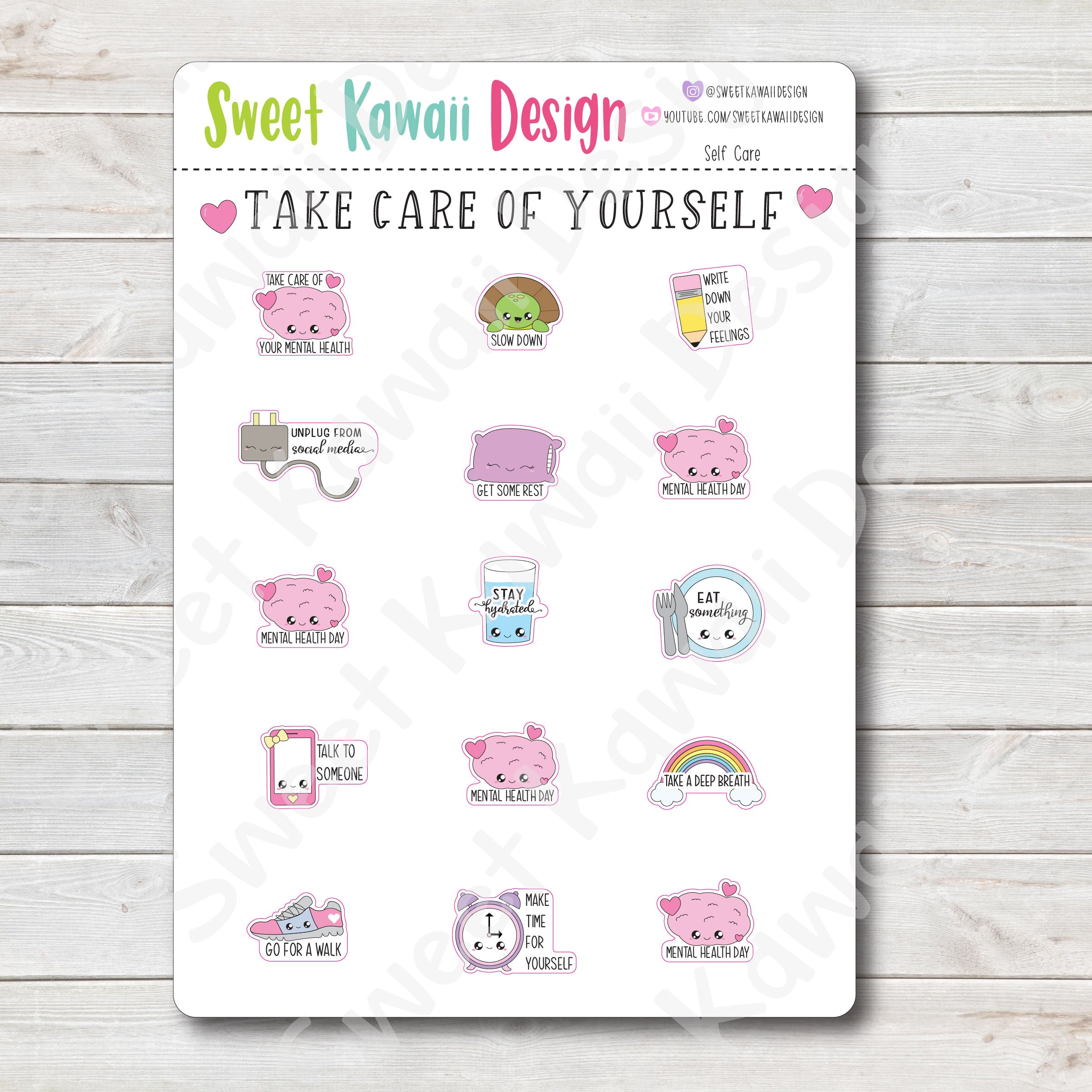 Kawaii Self Care Stickers