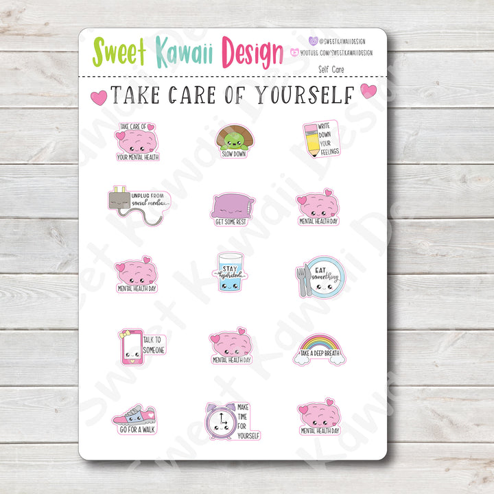 Kawaii Self Care Stickers