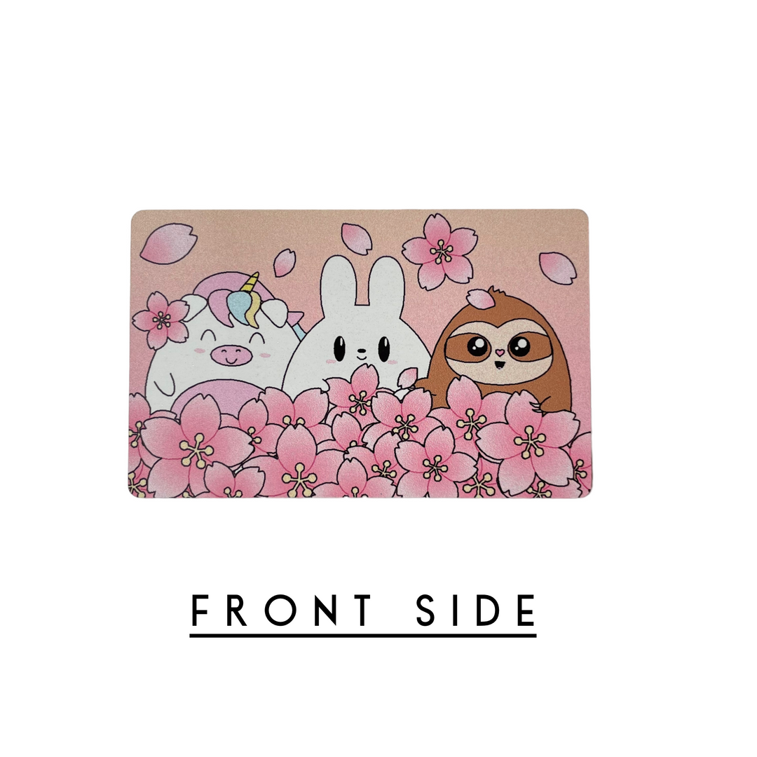 Metal Washi Card - Cherry Blossom Critters