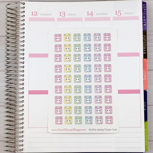 Kawaii Washing Machine Stickers - Pastel
