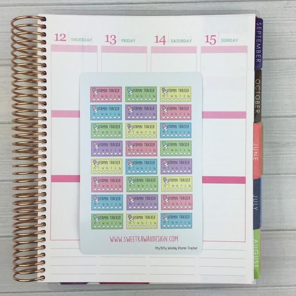 Kawaii Weekly Vitamin Tracker Stickers